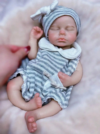 Saskia Full Body Soft Silicone 13-Inch Reborn Doll - Lovely Loulou, a Handmade Newborn Baby Doll with an Open Mouth Doll