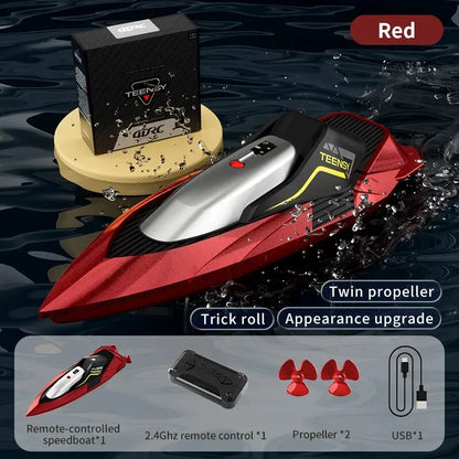 2.4G Mini RC Boat 10km/h High Speed Boat Radio Remote Controlled Ship Dual Motor Electric Racing Speedboat Summer Water Pool Toy