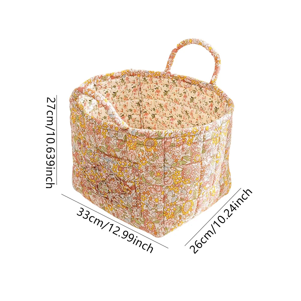Boho Fabric Storage Basket Portable Quilted Laundry Hampers Collapsible Dirty Clothes Laundry Baskets Bathroom Storage Organizer