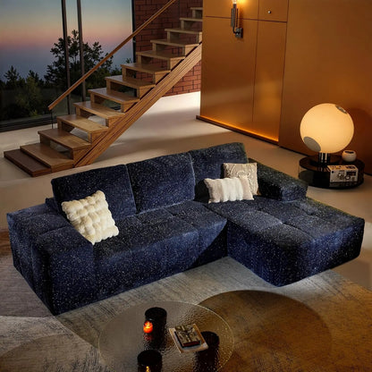114 in Faux Leather Modern Modular Sectional Sofa - Boneless L-Shaped Couch with Chaise, Sectional Couches for, Customized