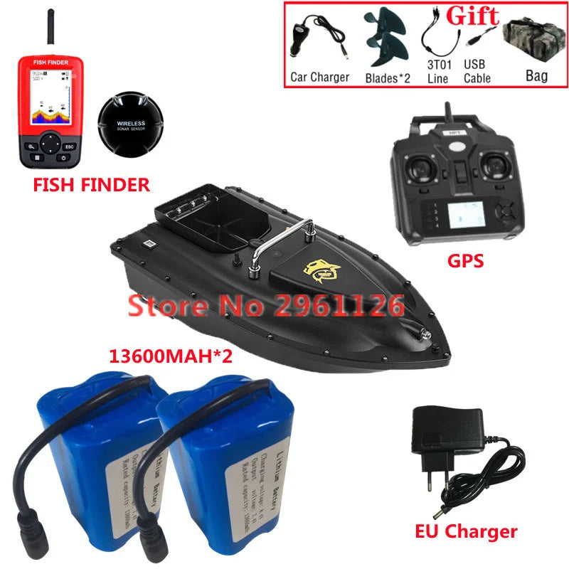 600M GPS Sonar Fish Exploration High Speed Remote Control Bait Boat Model 1.5KG 16GPS Constant Speed Cruise RC Bait Boat Model