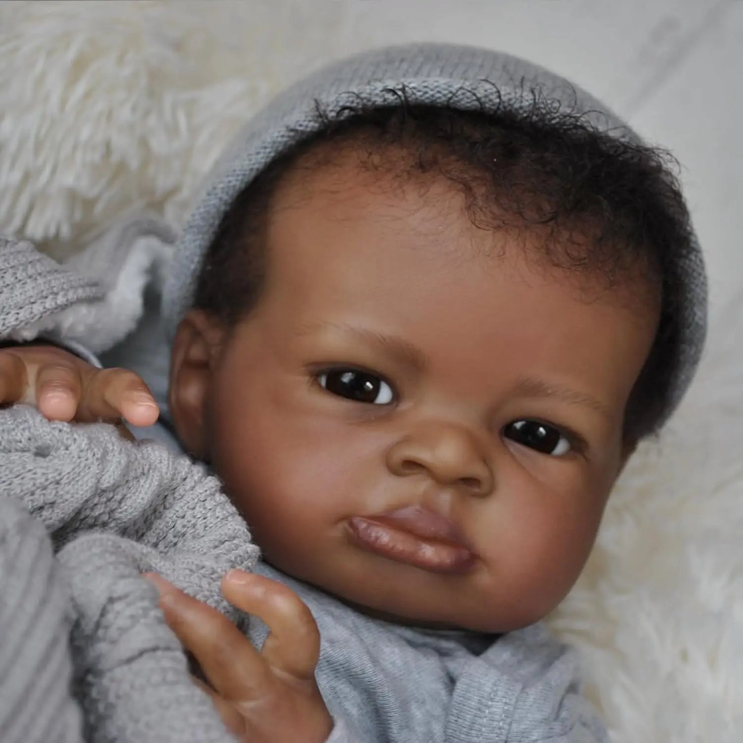 Risbecko 20 Inch Lifelike Black Reborn Baby Doll - African American Soft Cloth Body Doll - Birthday Gift/Christmas Gift