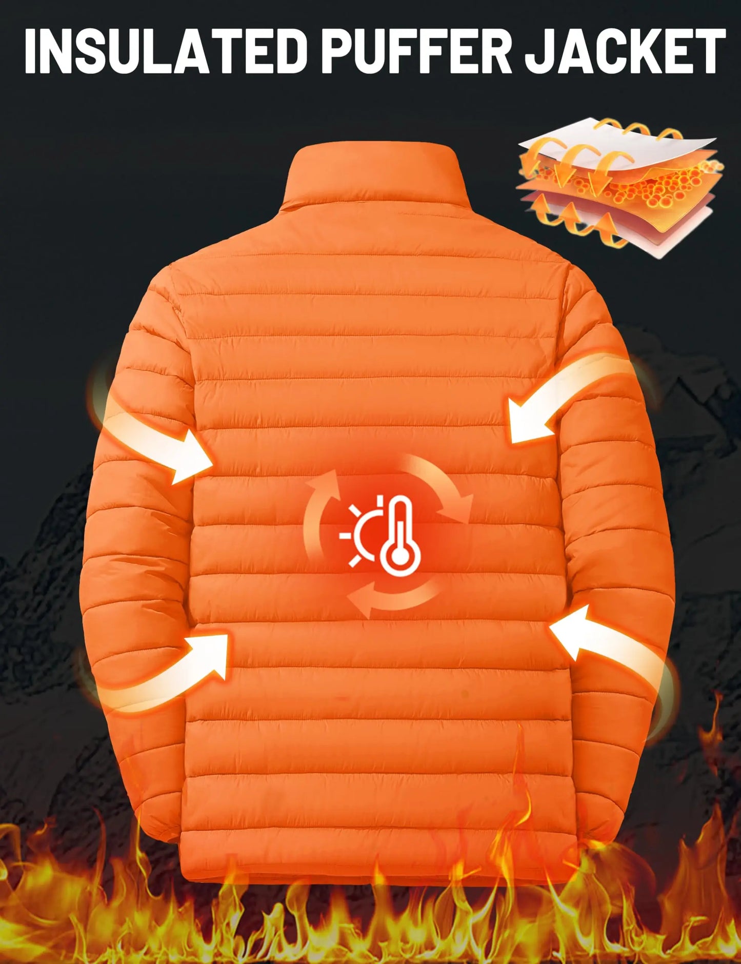 Men's Puffer Jacket Lightweight Warm Winter Coats Water Repellent Windproof Insulated Jacket