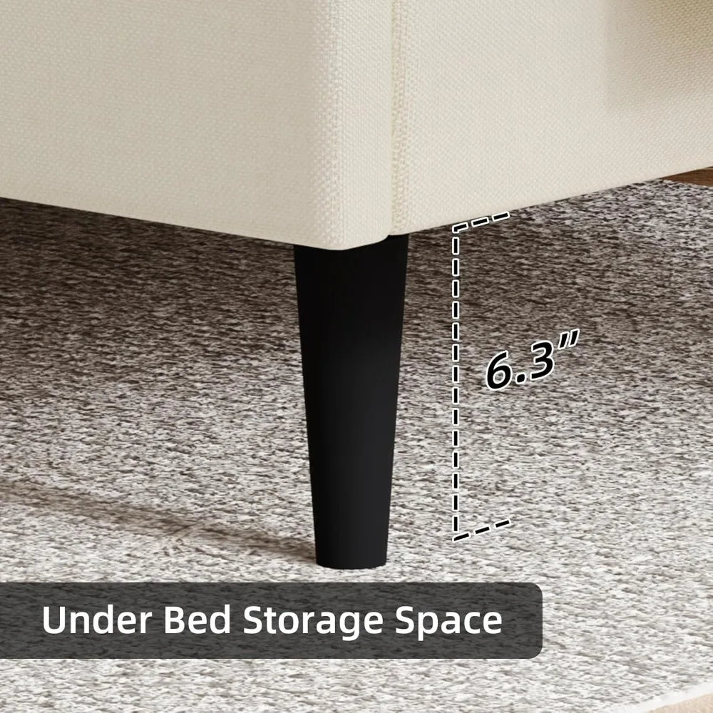 Bed Frame with Headboard, Linen Fabric Upholstered Platform Bed Frame, Button Tufted Bed Frame , Customized