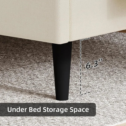 Bed Frame with Headboard, Linen Fabric Upholstered Platform Bed Frame, Button Tufted Bed Frame , Customized