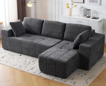 105" Cloud Modular Sectional Couch,Chenille Boneless Couches with Deep Seat,Upholstered L-Shape Sofa with Chaise