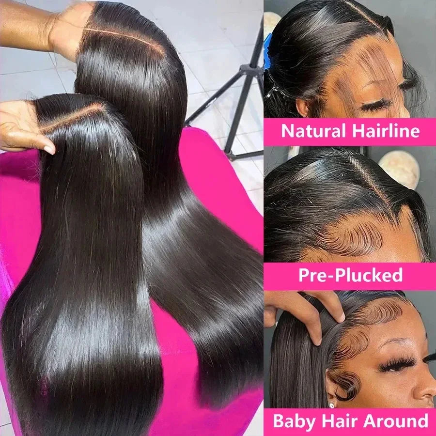 Glueless Wigs Human Hair Ready To Wear Bone Straight Lace Front Wigs Human Hair 4x4 5x5 Pre Cut Hd Lace Closure Wigs For Women