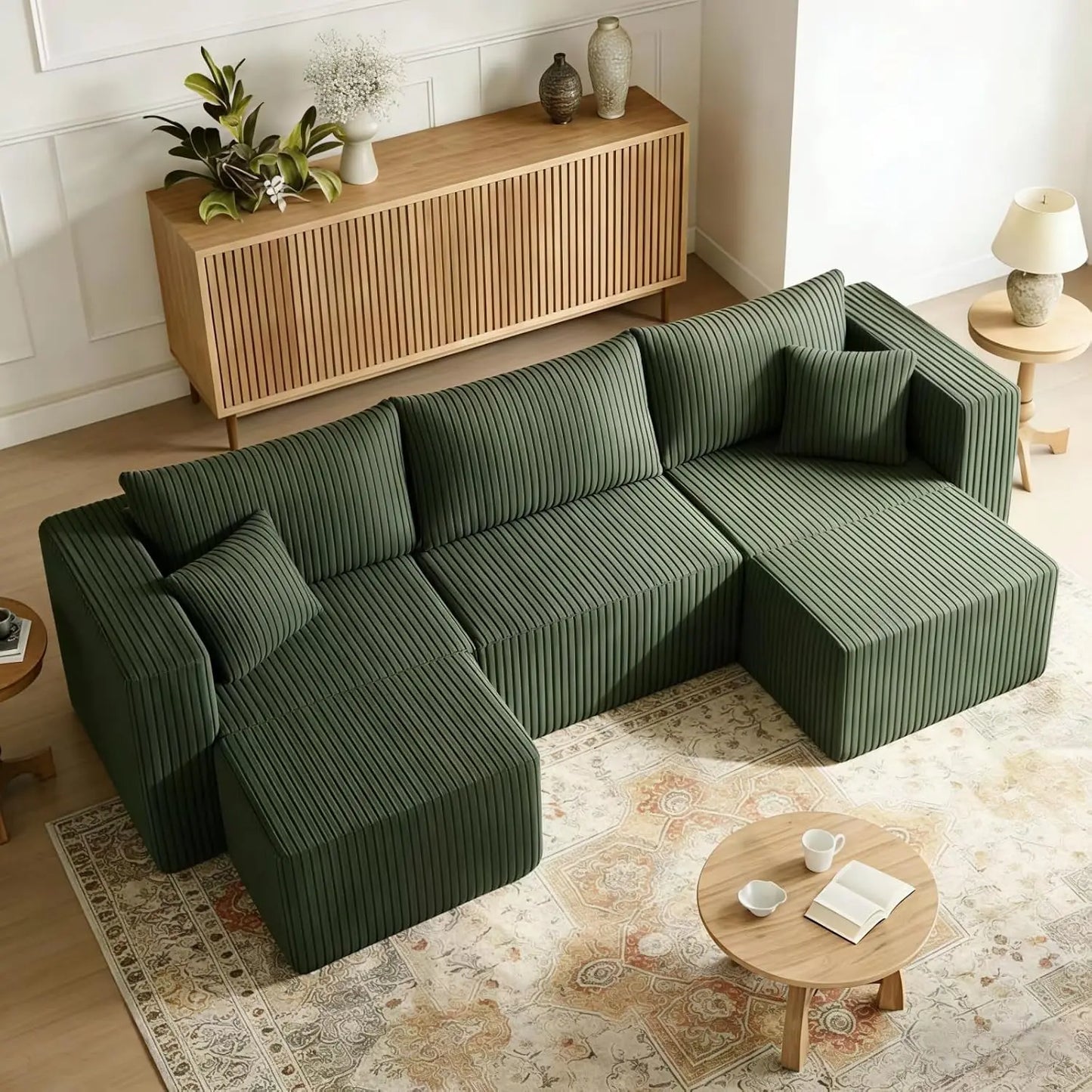 94" Modular Sectional Sofa, Comfy U-Shaped Boneless Couch, Sectional Couches for Living Room, High-Density Foam, Customized