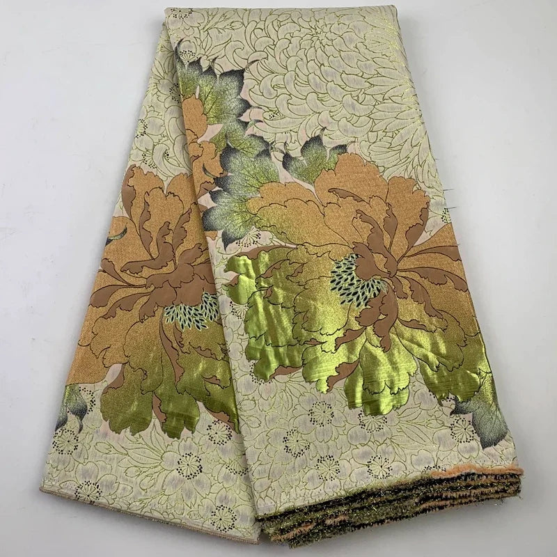 5 Yards Nigerian Brocade Lace Fabric 2025 High Quality French Gilded Jacquard Lace Damask Dress For Women Wedding Party Sew
