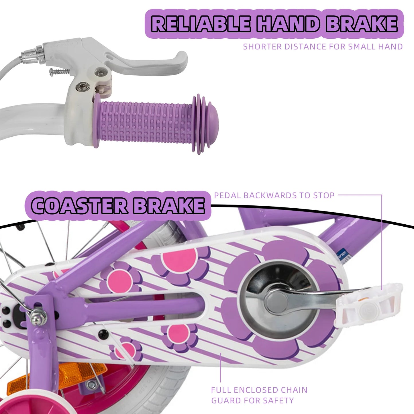 Hiland 12/14/16 Inch Children's Bicycle, 3-7 Years Girls Bicycle with Basket Stabilisers, Various Colours