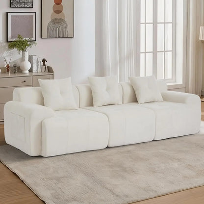 101.65” Modular Sectional Couch for Living Room, 3-Seater Cloud Sofa with Deep Seat, Woven Texture Upholstery, Customized