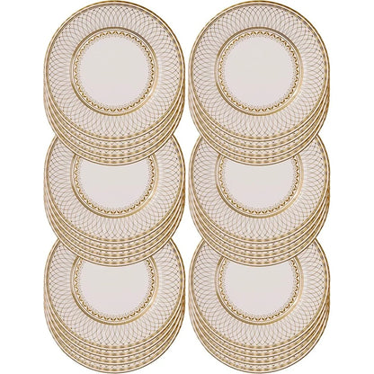 24 Large Gold Disposable Paper Plates Strong Sturdy Elegant Design Recyclable Dishes Perfect Parties Weddings Events