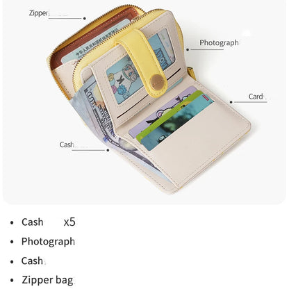 Japanese Cute Cat Girls Wallet Short Student ID Bank Card Holder Money Bag Zipper Wallets For Women Key Storage Purse Coin Purse