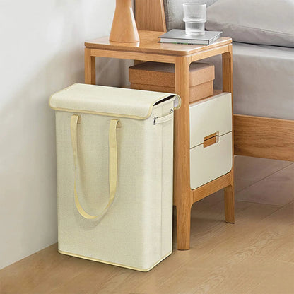 Dirty Clothes Hamper with Lid Collapsible Cotton-Like Linen Laundry Hamper for Home Bathroom or Travel Local Delivery