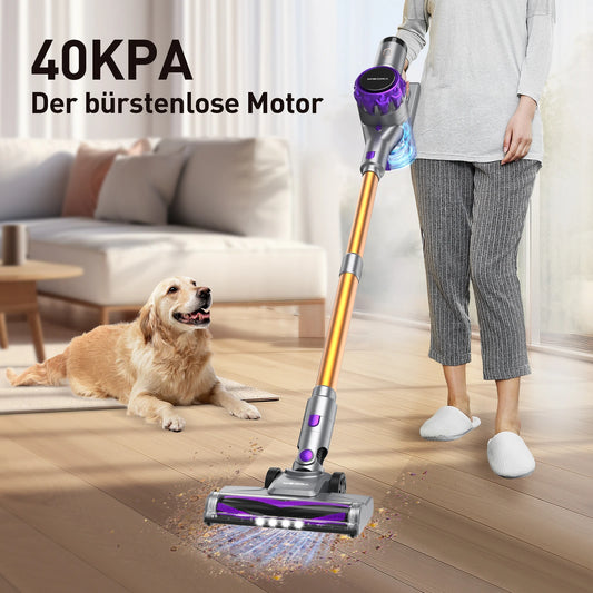YISORA Cordless Vacuum Cleaner, 30Kpa 55Mins Running Time Wireless Vacuum Cleaner with Touchscreen for Pet Hair, Carpet