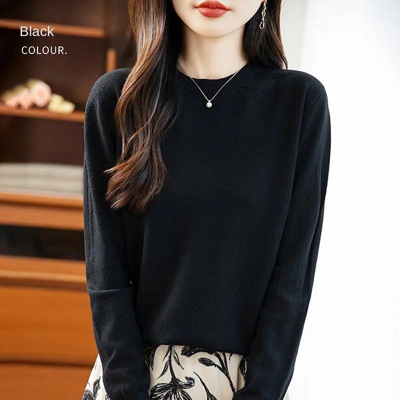Women 22 colors weater O-neck Autumn Winter Basic 100% Andy velvet Warm Casual Pulls Jumpers Korean FashionSpring Knitwear 2025