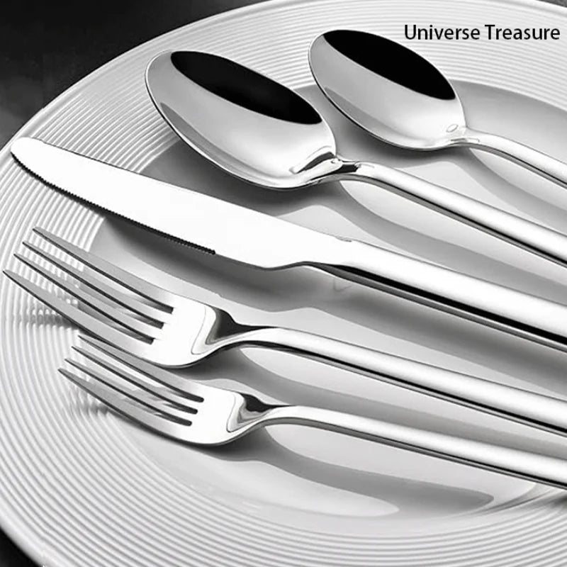 5PCS premium quality 420 and 18-10 Stainless steel Dinnerware Set cutlery set steak knife and fork dessert fork and spoon