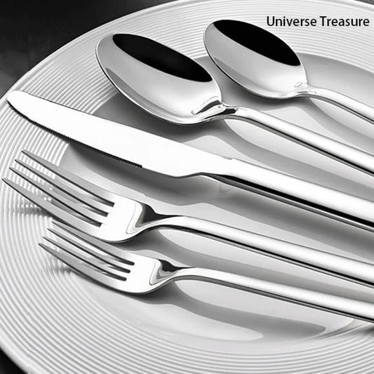 5PCS premium quality 420 and 18-10 Stainless steel Dinnerware Set cutlery set steak knife and fork dessert fork and spoon