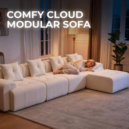 101.65” Modular Sectional Couch for Living Room, 3-Seater Cloud Sofa with Deep Seat, Woven Texture Upholstery, Customized