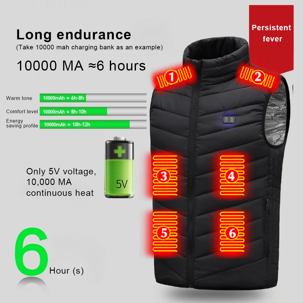 21 Women 9 Areas Heated Vest USB Charging Heated Jacket Washed Keep Warm Hiking Vest Winter Fishing Skiing Vest Heated Coats