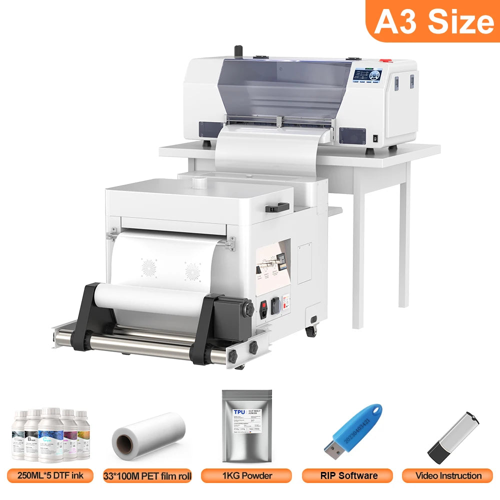 EU/US Stock A3 DTF Printer Printer Impresora XP600 DTF Printer Transfer Printer Direct to Film Printing T-Shirt Printer Machine