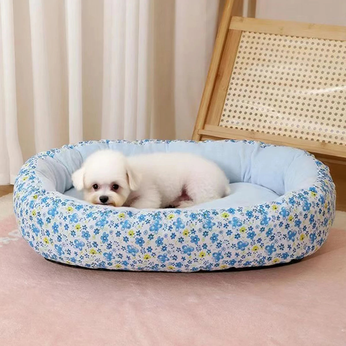 Floral All Season Dog Bed for French Bulldog Chihuahua Soft Cat Bed for Dogs Sleeping Puppy Pad Sofa Dog Bed  Four Color Pet Pad