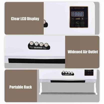 Air Conditioning Heater Fan Combo 2 in 1 Heating Nature Wind Timing Digital Display Wall Mounted Space Heater for Home Office