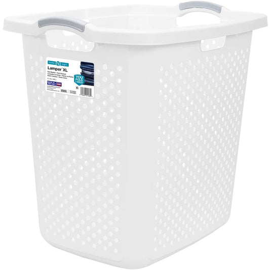 Durable Plastic Laundry Hamper 2.5 Bushel Capacity Ventilated Design Multi-Purpose Carry Handles Ideal Home Dorm Room