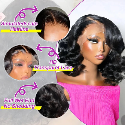 Short Bob Wig 13x4 Body Wave Glueless Wig Human Hair Brazilian Ready To Go Lace Frontal Wig Pre Cut No Glue For Women Preplucked