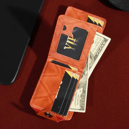 New men's fashionable leather wallet with USD pattern, multiple card slots, and large capacity wallet