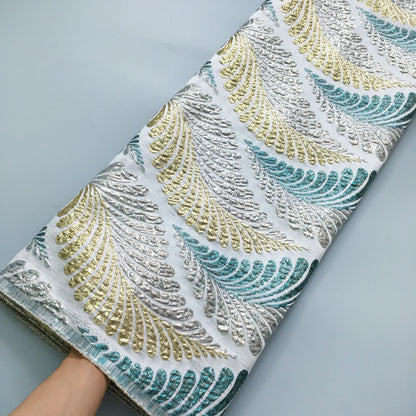 SJD LACE African Damask Lace Fabric 2025 High Quality French Gild Brocade Jacquard Lace For Women Wedding Party Dresses Sew 4012