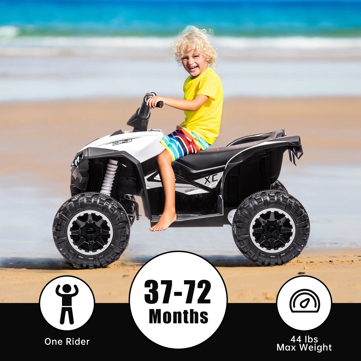 12V Kids Ride On ATV, Electric Battery, Powered Four Wheeler with Music, Led Lights, Soft Start, USB Port, and Treaded Tires