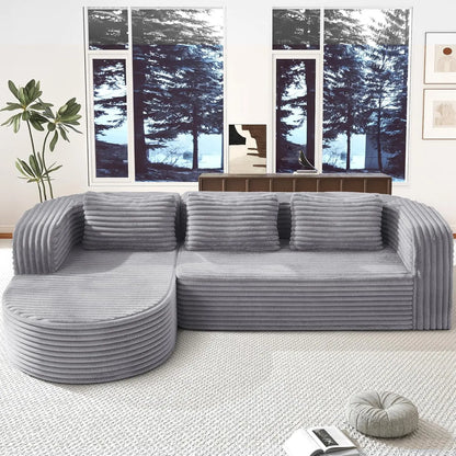 96" Modular Sectional Sofa Oversized Chaise L Shape 3 Seat Living Room Apartment No Assembly, Customized