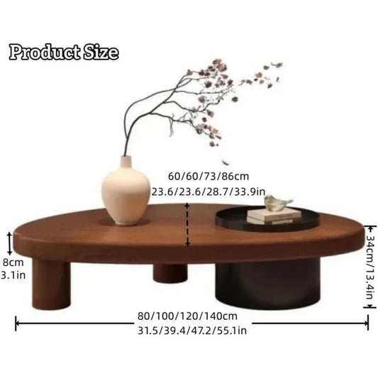 "Mid-Century Wood Coffee Table - Special-Shaped with Storage, Rustic Style for Living Room/Office"