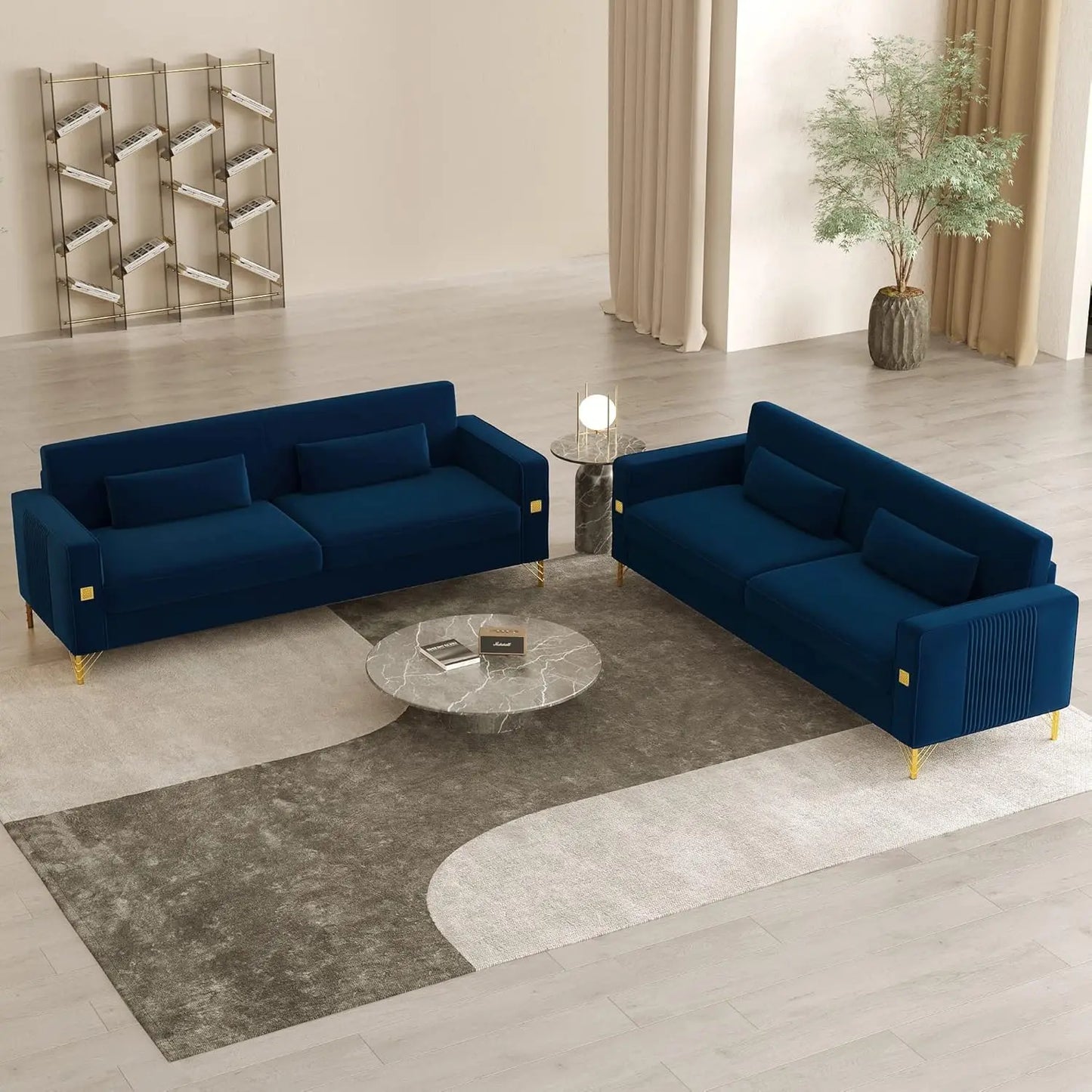 85.63" Velvet Sofa,Modern Loveseat Couch with Pillows Set of 2 for Living Room,Bedroom,Apartment Furniture with, Customized