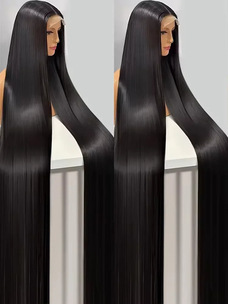 220 Density 40 44 Inch13x6 HD Bone Straight Lace Frontal Human Hair Wigs Brazilian Black 360 Full Lace Wig For Women Preplucked