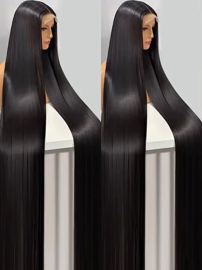 220 Density 40 44 Inch13x6 HD Bone Straight Lace Frontal Human Hair Wigs Brazilian Black 360 Full Lace Wig For Women Preplucked