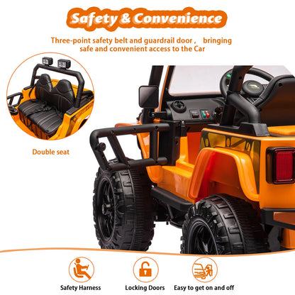 24V Ride on Toys for Big Kids 2 Seater Electric Truck with Remote Control 4.3 MPH Max Speed Bluetooth 4WDS Led Headlight & Music