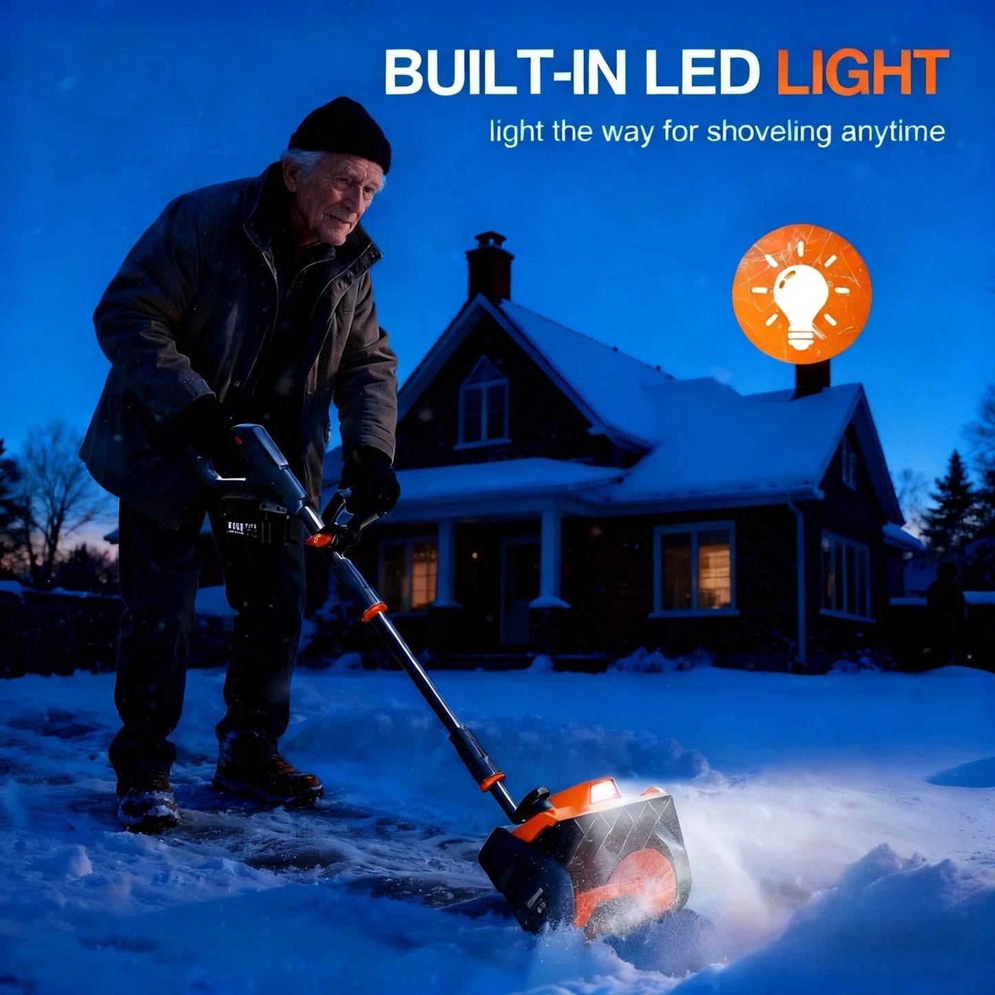 TaskStar Cordless Snow Blower w/LED Light 23 Ft Thrower Distance Electric Snow Shovel With 2 4.0Ah Batteries&Directional Plate