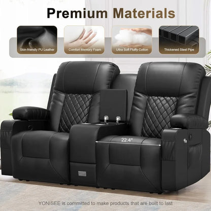 Large Loveseat Recliner, Loveseat Recliner Sofa with Storage Console, Recliner Chair with USB Ports, 2 Cell Phone Holders, Cup
