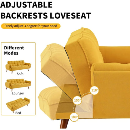 Convertible Futon Sofa Bed,Linen Sleeper Couch, 75" W Modern 3 Seater Tufted Sofa with Adjustable Backrests and Solid,Customized
