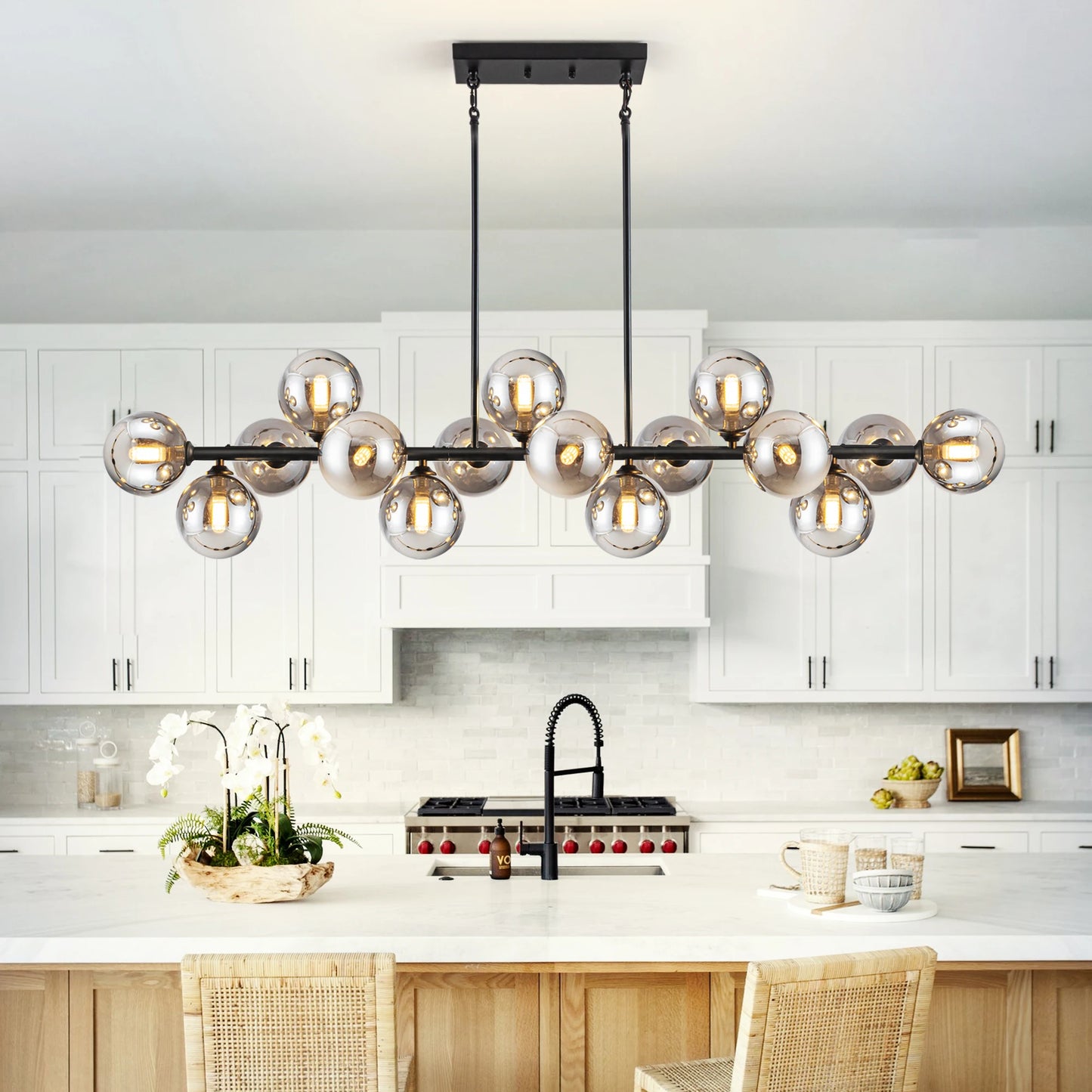 Mid Century Modern Chandelier 16-Lights Sputnik Chandelier 54in Chandelies for Dining Room Kitchen Isalnd Lighting