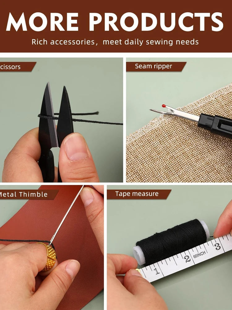 47Pcs Heavy Duty Sewing Kit with Thread Needle Sewing Awl Scissors Sewing Kit for Car Seats Carpets Shoes Backpacks DIY Crafting