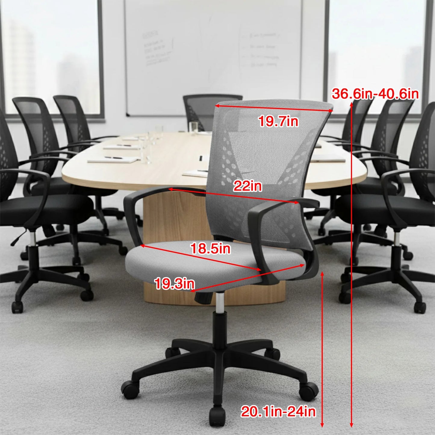Office Chair Mesh Chair Ergonomic Computer Desk Chair Mid Back Swivel Lumbar Support with Armrest