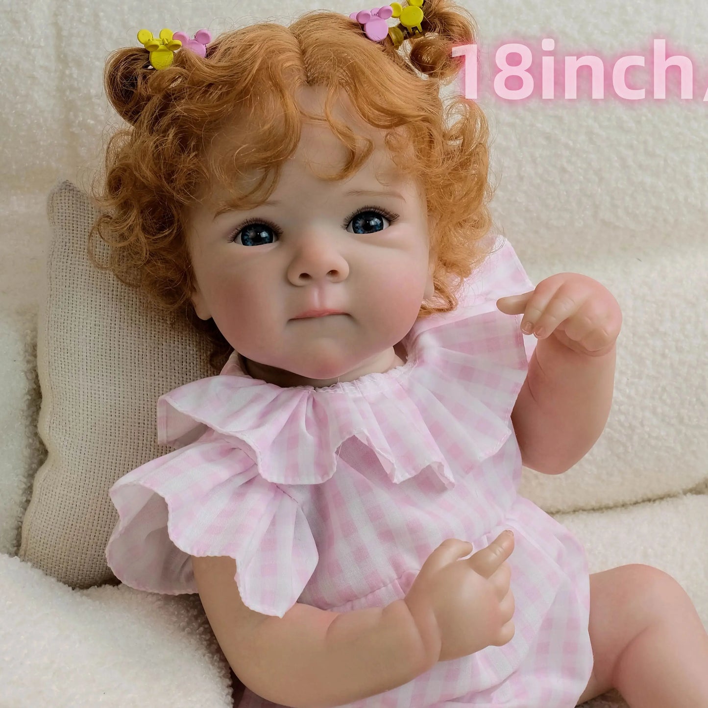 1PC 45 cm 18 inches, a reborn baby girl who can stand, a vivid, fully soft Winnie's body doll, a cute birthday gift for a toddle
