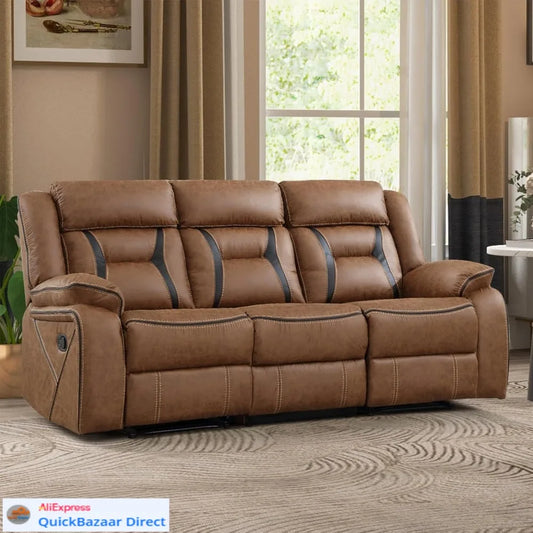 Minimalist faux leather manual reclining sofa, 3 seat recliner sofa chair, couch furniture for living room, furniture, meeting r