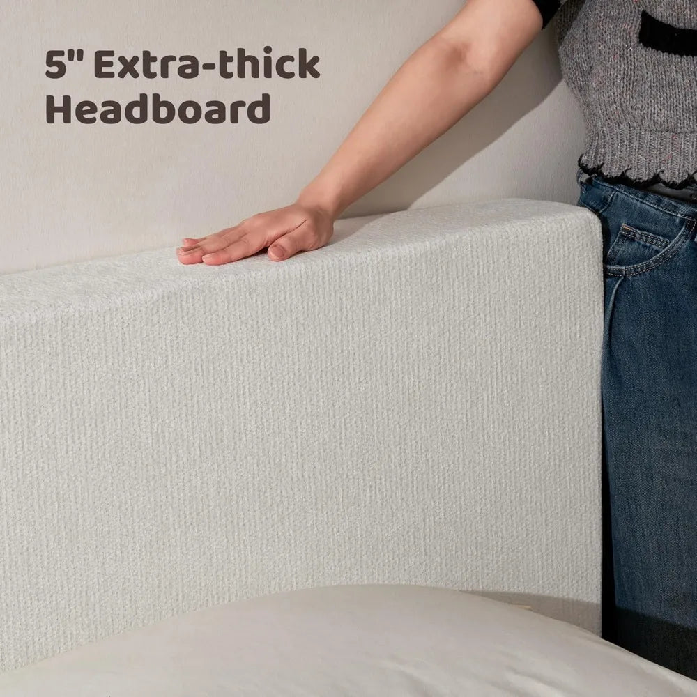 Cloud Upholstered King Bed Frame with Headboard, 5 Inch Foam Padded Platform, No Box Spring, Easy Assembly,Customized