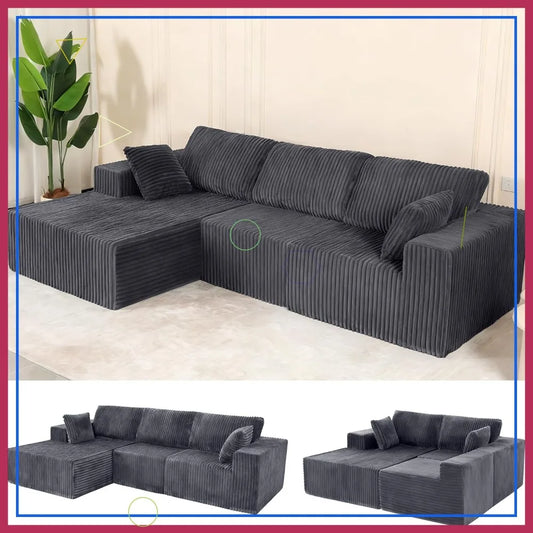 Cloud Couch Sectional Sofa, No Assembly, Removable Washable Covers, Grey - Ultimate Comfort for Living Room