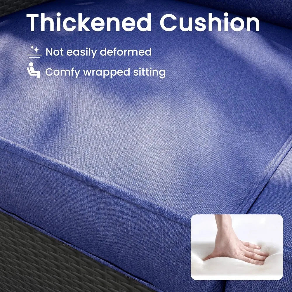 7 piece outdoor patio furniture set, outdoor sectional furniture, rattan & wicker modern modular conversation set sofa couch w/w