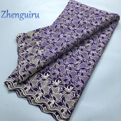 African Lace Fabric 2025 Swiss Voile Cotton Lace Elegant Nigerian Embroidered Cotton Lace Fabric 5 Yards for Women Sew A4016